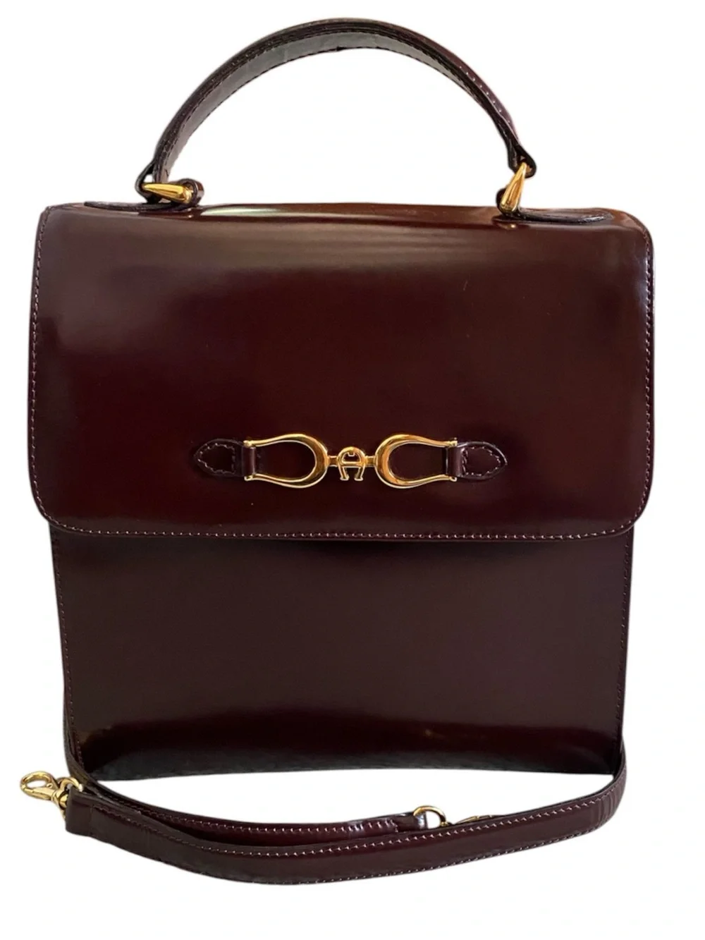 Etienne Aigner vintage top handle burgundy leather satchel - Picture 1 of 9